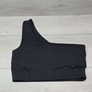 Girlfriend Collecrive Women Black One-Shoulder Crop Top Sz M Yoga
